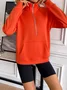 Casual V Neck Plain Sweatshirt