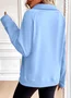Casual V Neck Plain Sweatshirt