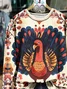 Casual Crew Neck Turkey Sweatshirt Printing