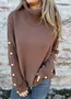 Women Cotton Plain Long Sleeve Comfy Casual Sweater