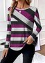 Casual Geometric Crew Neck Long Sleeve T-shirt