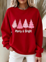 Casual Crew Neck Christmas Sweatshirt Printing