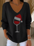 Casual Christmas V Neck Long Sleeve T-shirt