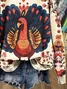 Casual Crew Neck Turkey Sweatshirt Printing