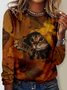 Vintage Animal Crew Neck Long Sleeve T-shirt