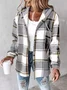 Women Spring/Fall Outerwear Vintage Printing Striped Long Sleeve Stand Collar Jacket