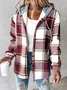 Women Spring/Fall Outerwear Vintage Printing Striped Long Sleeve Stand Collar Jacket