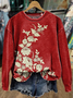 Casual Crew Neck Floral Sweatshirt Printing