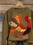 Casual Crew Neck Turkey Sweatshirt Printing