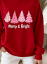 Casual Crew Neck Christmas Sweatshirt Printing