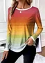 Casual Striped Crew Neck Long Sleeve T-shirt