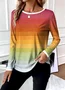 Casual Striped Crew Neck Long Sleeve T-shirt