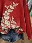Casual Crew Neck Floral Sweatshirt Printing