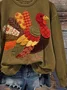 Casual Crew Neck Turkey Sweatshirt Printing
