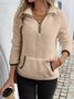 Casual V Neck Plain Sweatshirt