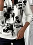 Casual Crew Neck Abstract Sweatshirt Printing