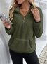 Casual V Neck Plain Sweatshirt