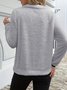 Casual V Neck Plain Sweatshirt
