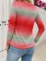 Casual Striped V Neck Long Sleeve T-shirt