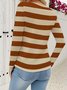 Casual Striped V Neck Long Sleeve T-shirt
