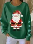 Christmas Casual Crew Neck Santa Claus Printing Sweatshirt