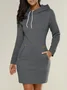 Women Plain Spring/Fall Split Joint Dress Hoodie Long Sleeve Tank A-Line Dress