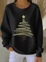 Casual Crew Neck Christmas Sweatshirt Printing