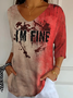 Vintage Halloween V Neck Three Quarter Sleeve T-shirt