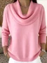 Women Cotton Plain Long Sleeve Comfy Casual Sweater