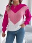 Women Cotton Geometric Long Sleeve Comfy Casual Sweater