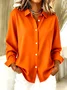 V Neck Long Sleeve Plain Regular Micro-Elasticity Regular Fit Shirt For Women