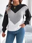 Women Cotton Geometric Long Sleeve Comfy Casual Sweater