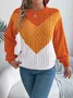 Women Cotton Geometric Long Sleeve Comfy Casual Sweater