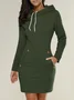 Women Plain Spring/Fall Split Joint Dress Hoodie Long Sleeve Tank A-Line Dress