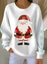 Christmas Casual Crew Neck Santa Claus Printing Sweatshirt