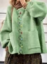 Women Multicolor Block Long Sleeve Comfy Vintage Cardigan