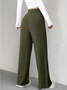 Women Plain Long Elastic Waist Pants Casual Spring/Fall Trousers