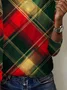 Casual Plaid Crew Neck Long Sleeve T-shirt