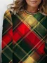 Casual Plaid Crew Neck Long Sleeve T-shirt