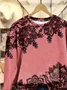 Casual Crew Neck Floral Sweatshirt Printing