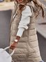 Zipper Plain Elegant Cotton Coat Solid Color Hooded Single-breasted Mid-length Cotton Vest Slim Fit Temperament Cardigan Jacket Top