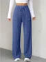 Women Plain Long Elastic Waist Pants Casual Spring/Fall Trousers