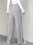 Women Plain Long Elastic Waist Pants Casual Spring/Fall Trousers
