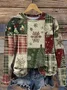 Casual Crew Neck Christmas Sweatshirt Printing