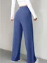 Women Plain Long Elastic Waist Pants Casual Spring/Fall Trousers
