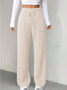 Women Plain Long Elastic Waist Pants Casual Spring/Fall Trousers