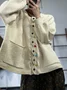 Women Multicolor Block Long Sleeve Comfy Vintage Cardigan