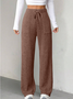 Women Plain Long Elastic Waist Pants Casual Spring/Fall Trousers