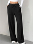Women Plain Long Elastic Waist Pants Casual Spring/Fall Trousers