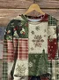 Casual Crew Neck Christmas Sweatshirt Printing